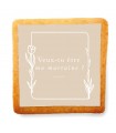 Biscuit personnalisé naissance avec son carré fleuri beige