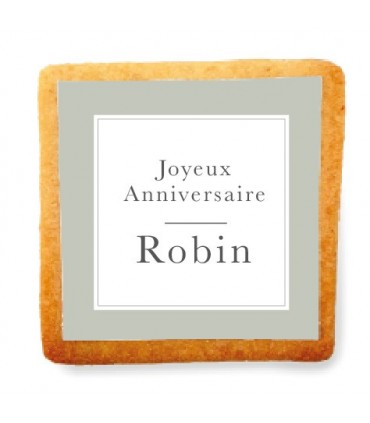 Biscuit Personnalise Anniversaire Encadrement Type De Sachet Thermoscelle Couleurs Bleu Gris