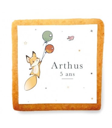Biscuit Personnalise Anniversaire Animaux Et Ballon Type De Sachet Thermoscelle Modele Renard