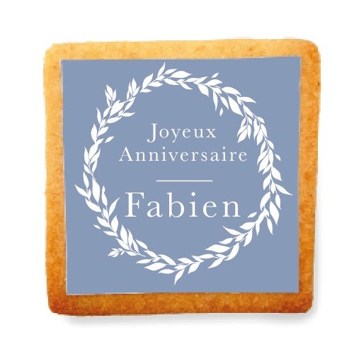 Biscuit Personnalise Anniversaire Couronne D Olivier Type De Sachet Thermoscelle Couleurs Jaune